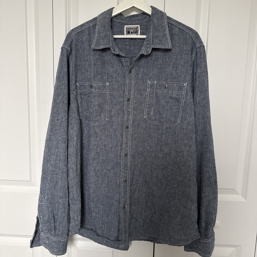 Converse One‎ Star Chambray Button Up Shirt Mens Size XL FLAW